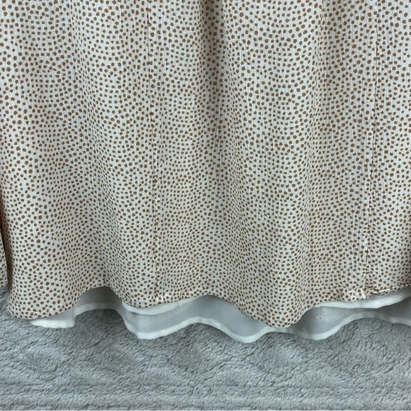 VINEYARD VINES Silk Pinktuck Blouse Top Cream w/ Tan Polka Dots XL - Picture 9 of 15